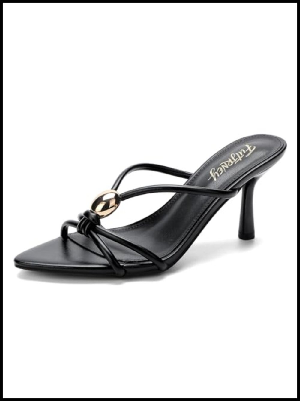 Women's Kitten Heel Mules Pointed Peep Toe Slip On PU Sandals